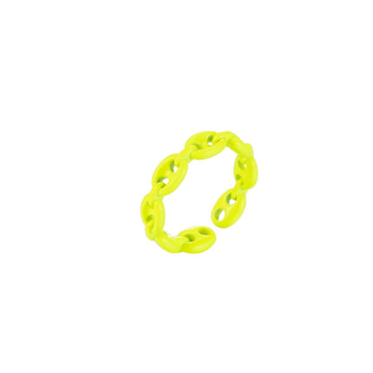 Anchor Ring Link Chain Ring Enamel Statement Jewelry Open Adjustable Ring Y2K Colorful Ring