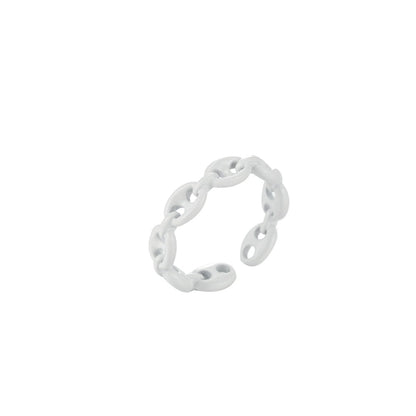Anchor Ring Link Chain Ring Enamel Statement Jewelry Open Adjustable Ring Y2K Colorful Ring