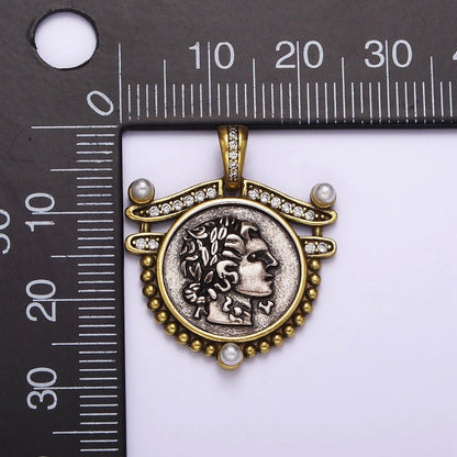 Ancient Coin Findings Pendant , Roman Coin Charm Ancient Greek Medallion Charm AA-761