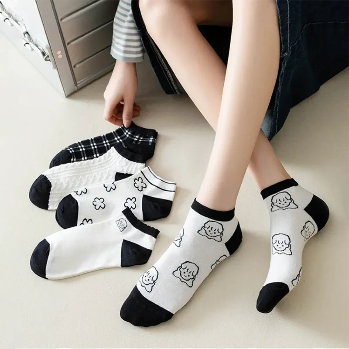 Ankle Boat Socks for Women - Breathable Spring Autumn Casual Socks