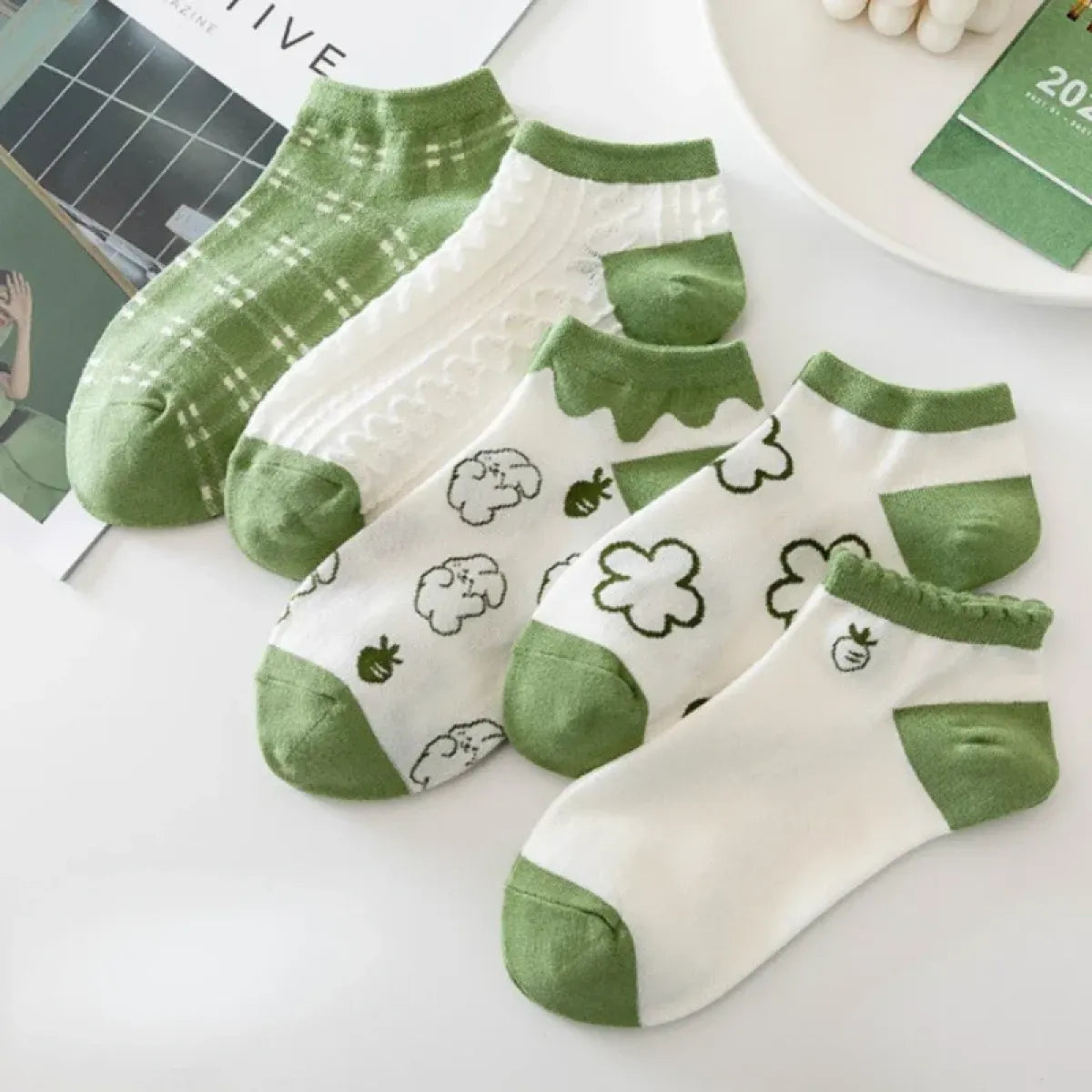 Ankle Boat Socks for Women - Breathable Spring Autumn Casual Socks