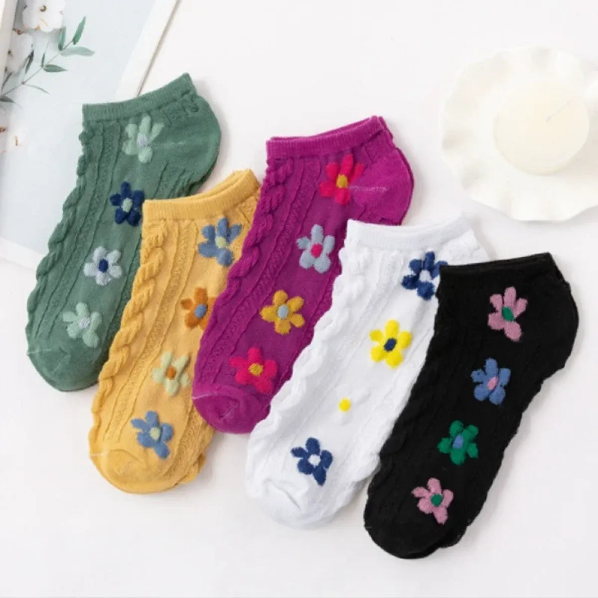 Ankle Boat Socks for Women - Breathable Spring Autumn Casual Socks