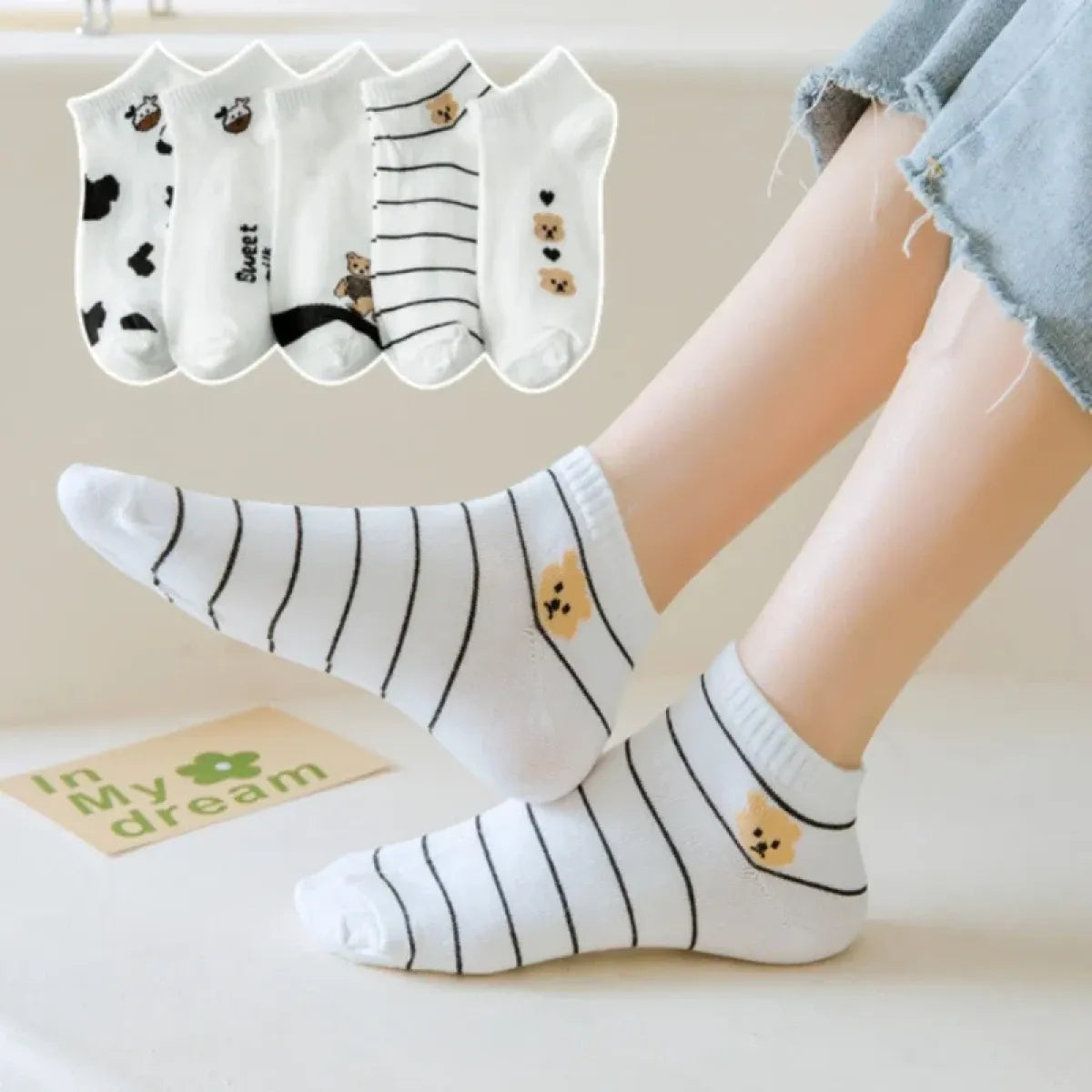 Ankle Boat Socks for Women - Breathable Spring Autumn Casual Socks