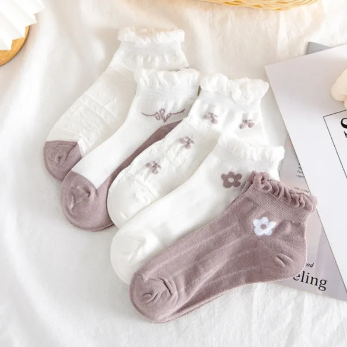 Ankle Boat Socks for Women - Breathable Spring Autumn Casual Socks