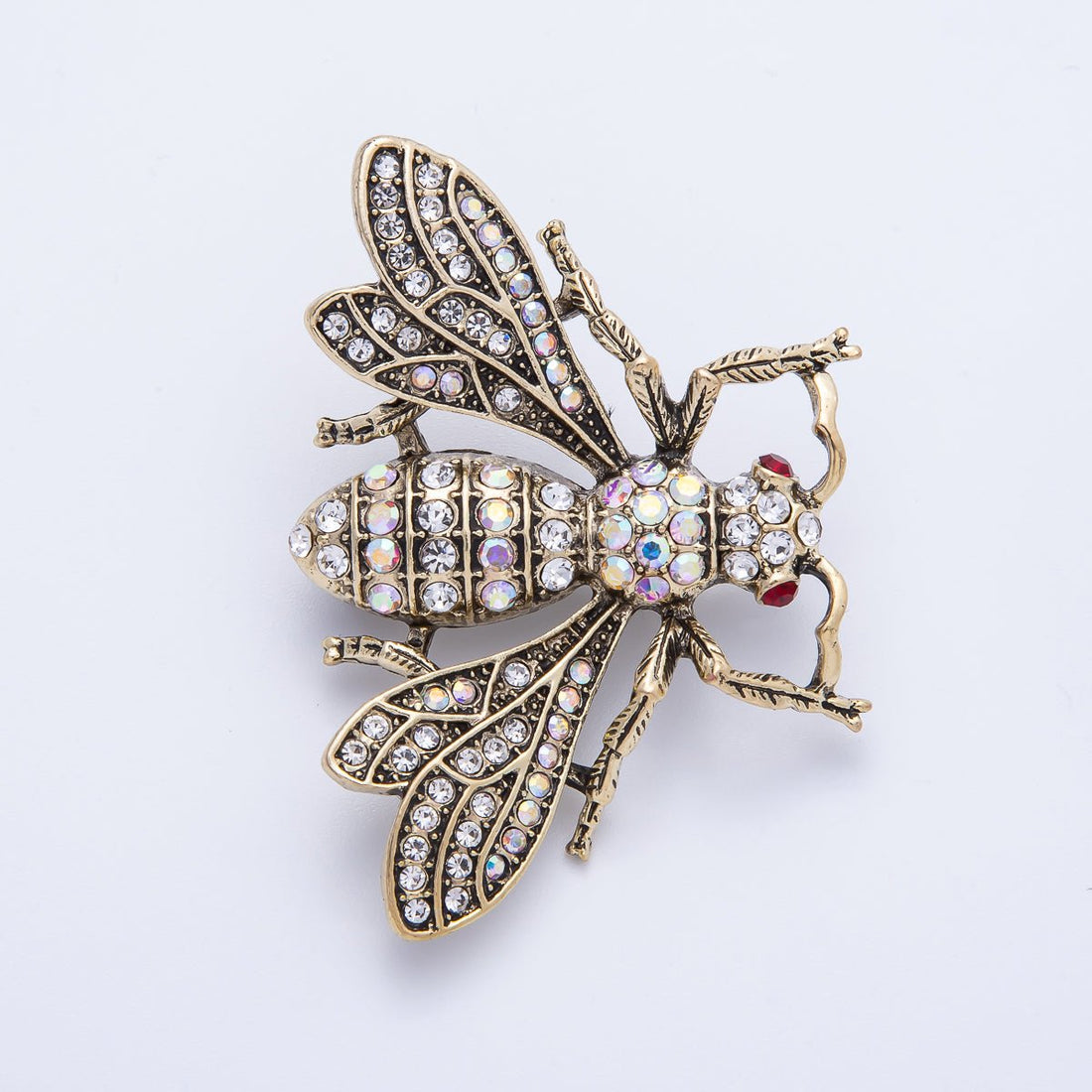 Antique Gold 50mm Micro Paved CZ Bumble Bee Insect Brooch Pin | BH-045