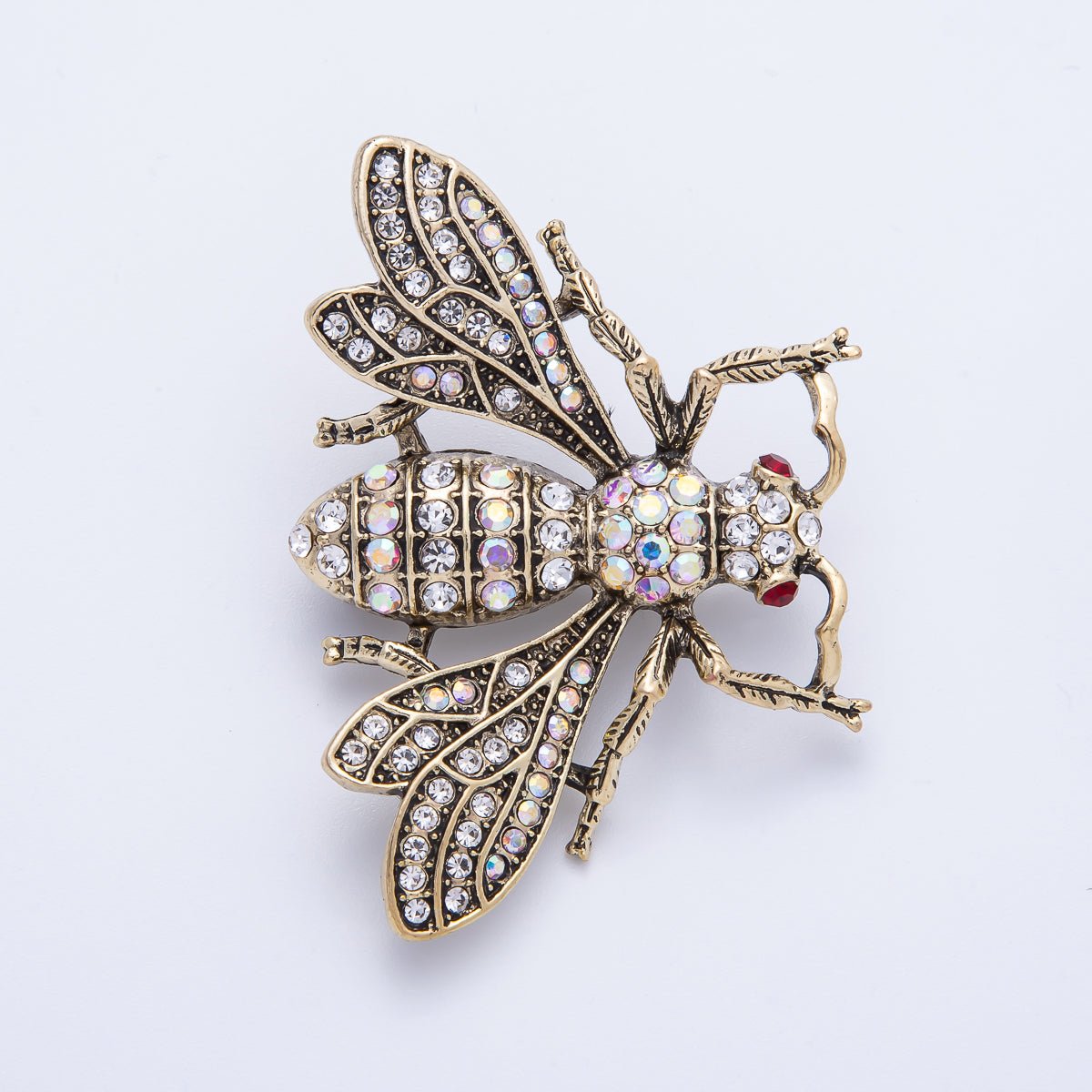 Antique Gold 50mm Micro Paved CZ Bumble Bee Insect Brooch Pin | BH-045
