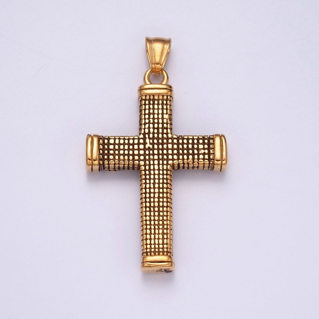 Antique Gold Men Cross Necklace Pendant Christian Jewelry - Rustic Silver Cross Pendant Stainless Steel X-632