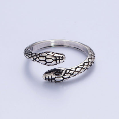 Antique Silver Serpent Snake Silver Adjustable Ring | S-393