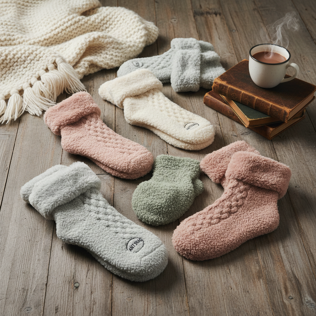 ANTSNAG Womens Slipper Socks Fuzzy Fluffy Cabin Cozy Winter Thick Warm Comfy Fleece Soft Grips Christmas Socks