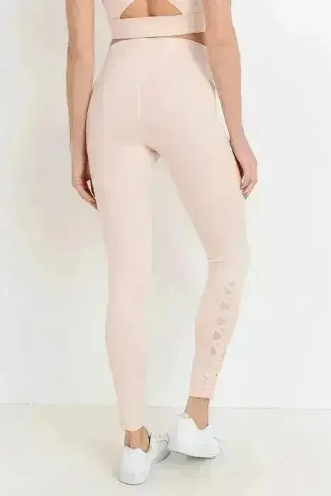 Highwaist Hybrid Mesh &amp; Lattice Straps Full Pocket Leggings