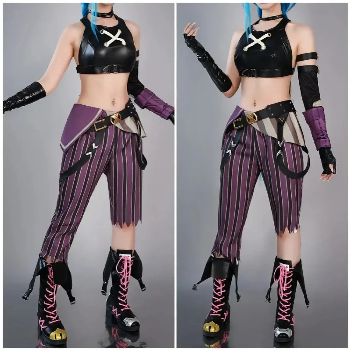 Arcane Jinx Cosplay Costume – LOL Season 2 Loli Outfit with Wig &amp; Accessories