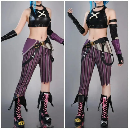 Arcane Jinx Cosplay Costume – LOL Season 2 Loli Outfit with Wig &amp; Accessories