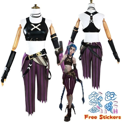 Arcane Jinx Cosplay Costume – LOL Season 2 Loli Outfit with Wig &amp; Accessories