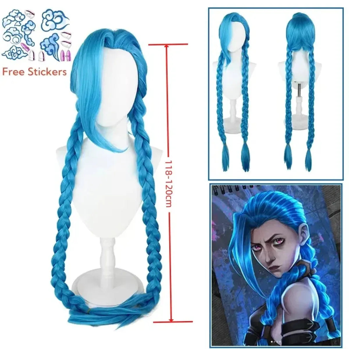 Arcane Jinx Cosplay Costume – LOL Season 2 Loli Outfit with Wig &amp; Accessories
