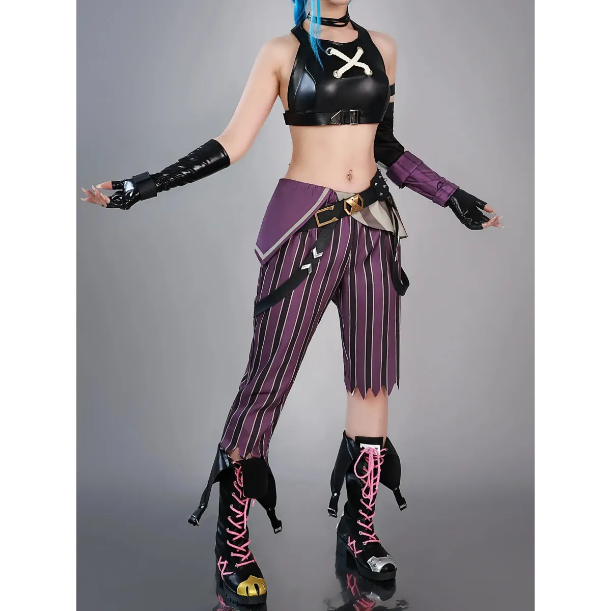 Arcane Jinx Cosplay Costume – LOL Season 2 Loli Outfit with Wig &amp; Accessories