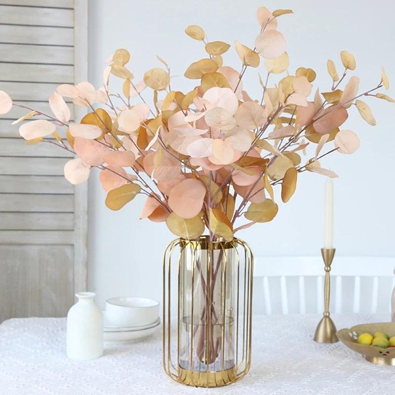 Artificial Eucalyptus Flower Plant Leaf Plastic Rod Long Branch Green Fake Plant Summer Autumn Home Bedroom Wall Decoration
