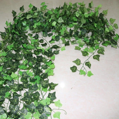 Artificial Ivy Leaf Garland Fake Leaves Hanging Vines  For Home Decor Creeper Green Ivy Artificial Ivy Garland Greenery Hanging Plant Vine for Wedding Wall Party Room Astethic Stuff Decor 100pcs Leaf 1 piece 2.4M