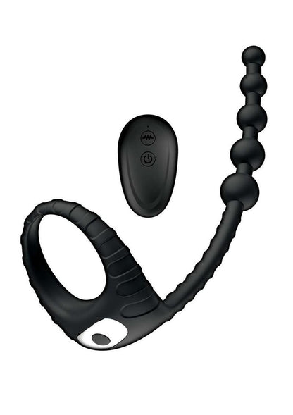 Atomic Dual Delight Rechargeable Silicone Cock Ring with Anal Beads