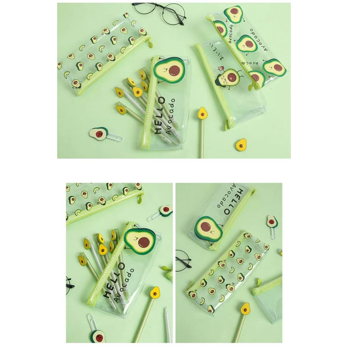 Cute Kawaii Avocado Pencil Case