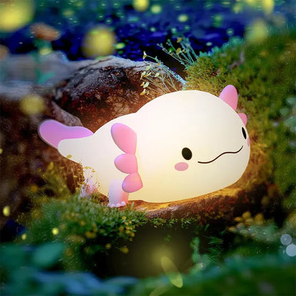Axolotl Night Light – USB Rechargeable Silicone Touch Lamp