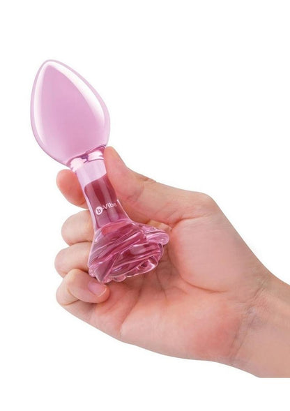 B-Vibe Pink Roses Glass Butt Plug Training Set