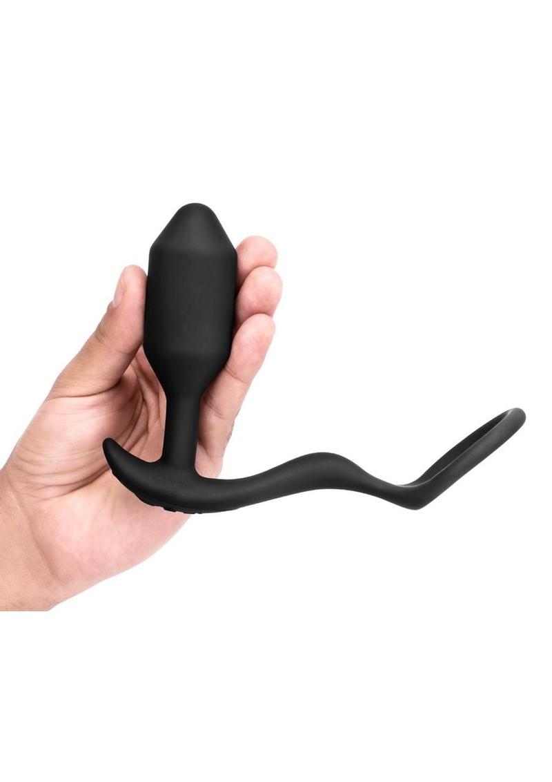 B-Vibe Vibrating Snug And Tug Silicone Cock Ring And Anal Plug