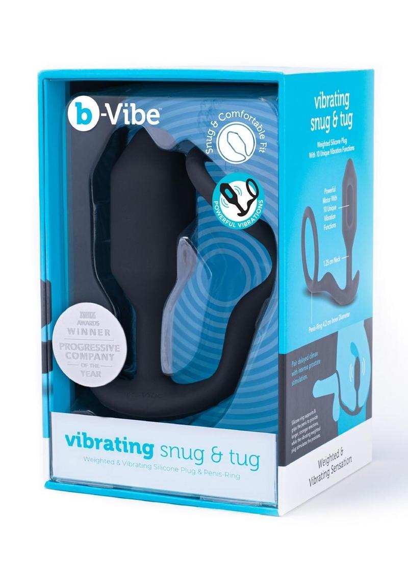 B-Vibe Vibrating Snug And Tug Silicone Cock Ring And Anal Plug