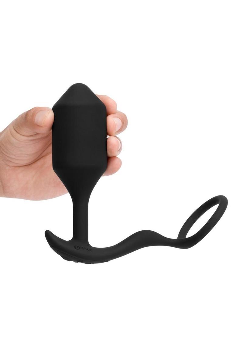 B-Vibe Vibrating Snug And Tug Silicone Cock Ring And Anal Plug
