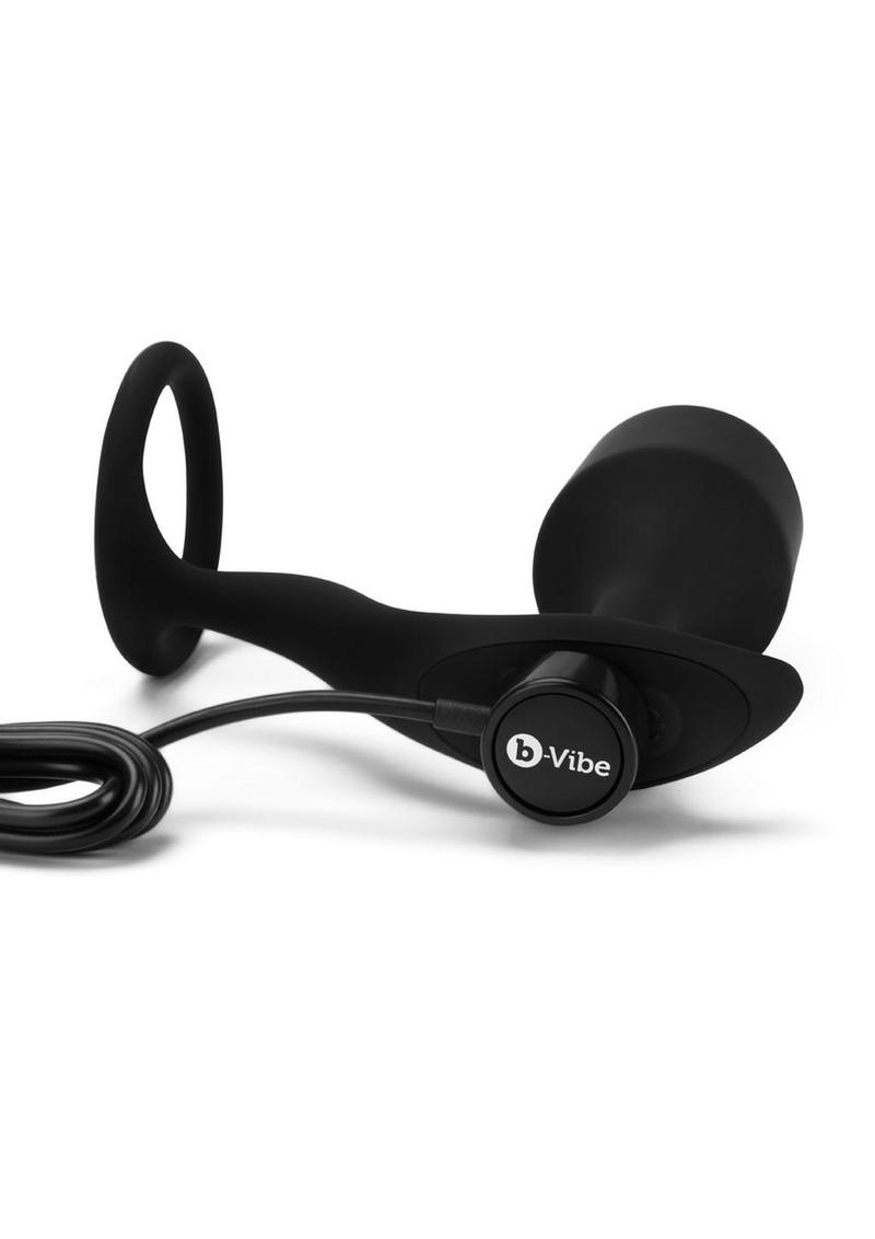 B-Vibe Vibrating Snug And Tug Silicone Cock Ring And Anal Plug