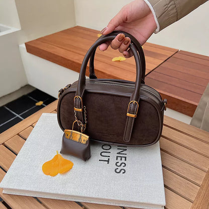 Barrel Crossbody Bag with Detachable Charm