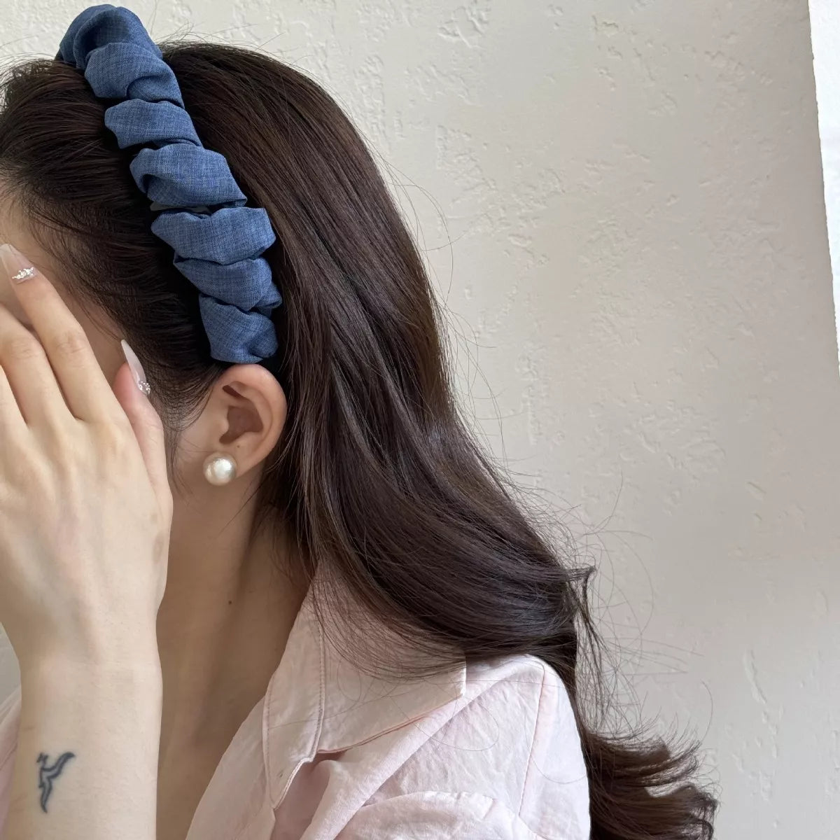 Denim Ruched Hair Headband