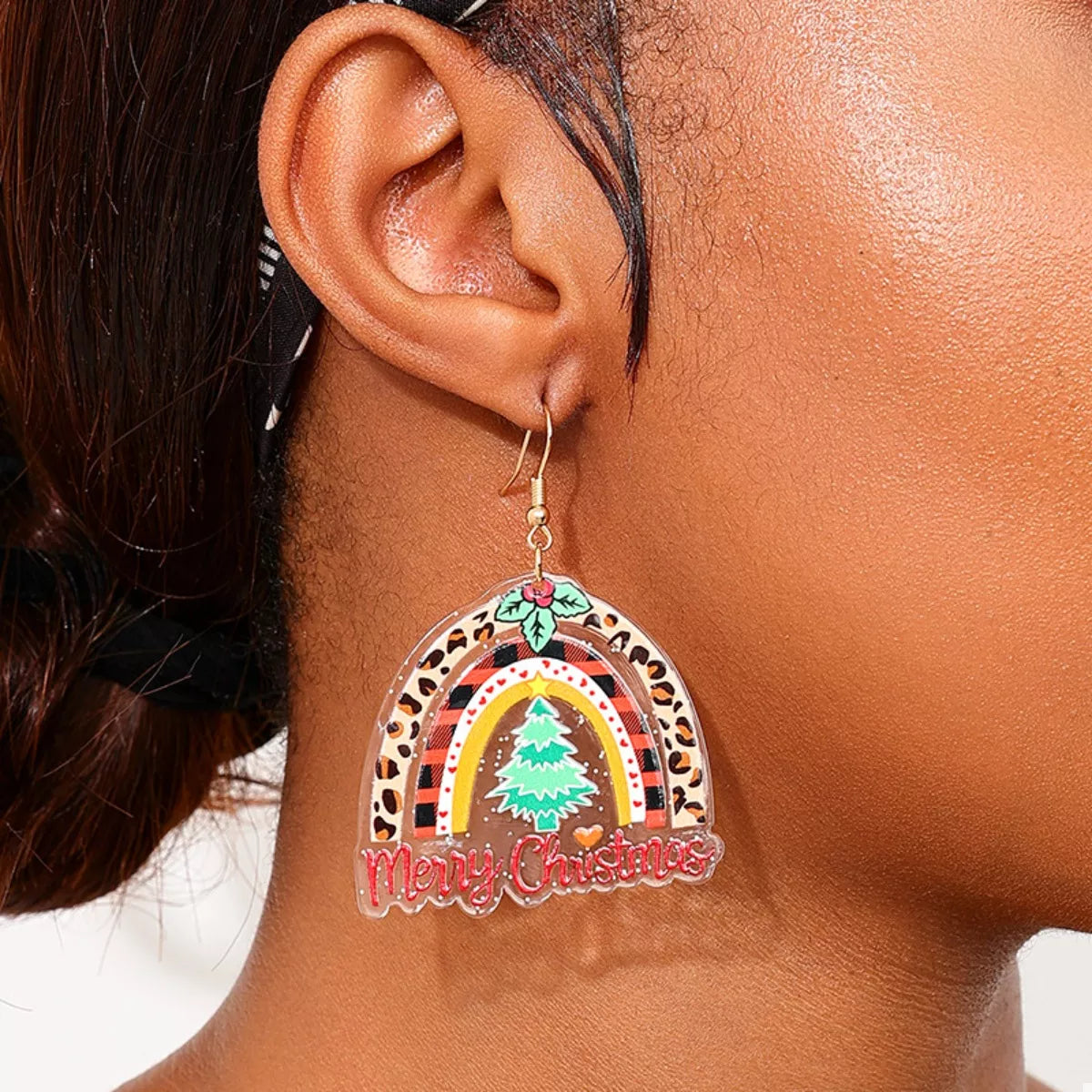 Christmas Rainbow Dangle Earrings