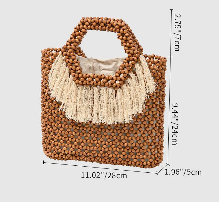 Beach Vacation Wooden Bead Bag – Handwoven Women&