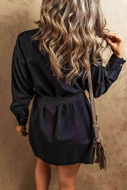 Button Up Collared Neck Denim Dress for Women Stylish Fit