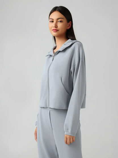 Millennia Zip Up Dropped Shouder Active Hooded