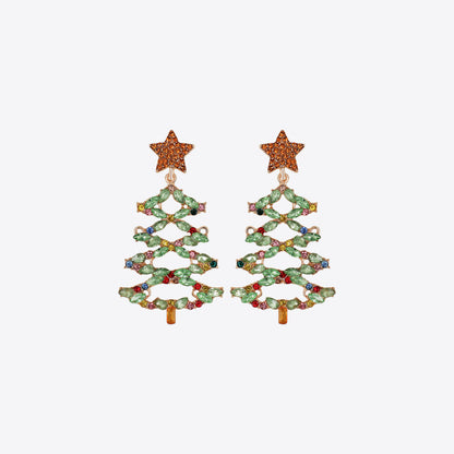 Christmas Tree Rhinestone Alloy Earrings