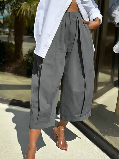 Wide Leg Pleated Detail Pants