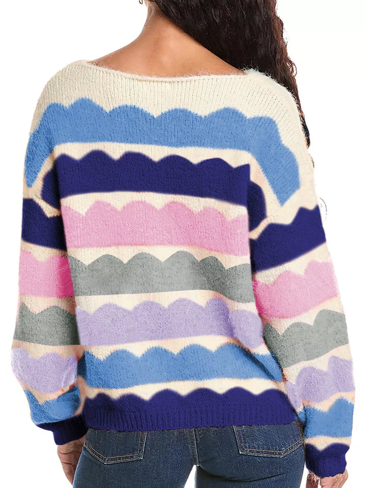 Contrast Boat Neck Sweater