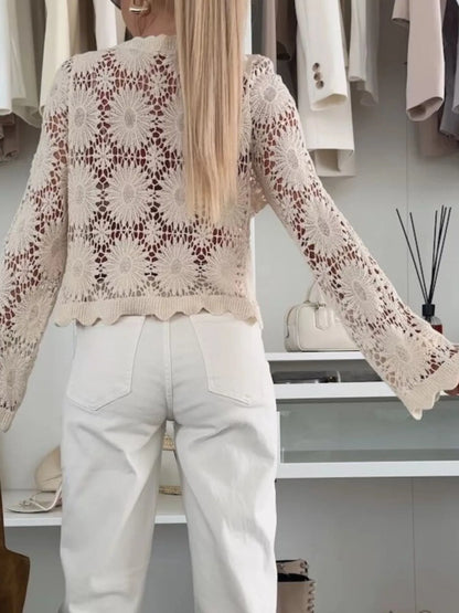 Lace V-Neck Button-Up Cardigan