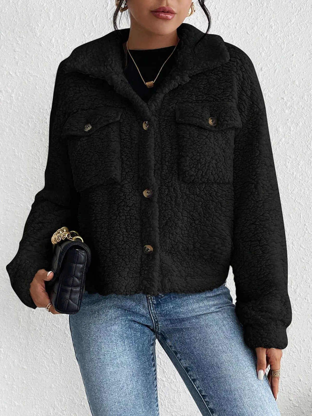 Cozy Sherpa Button-Down Jacket