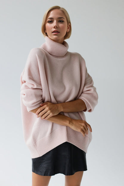 Back To School Sweater - Basic Bae Turtleneck Dropped Shoulder Long Sleeve Sweater
