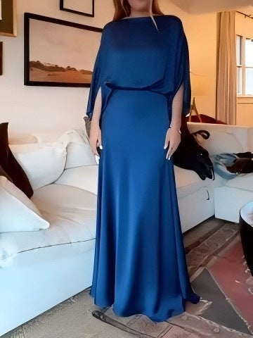 A Sleek Solid-color Satin Dress With Smooth Lines