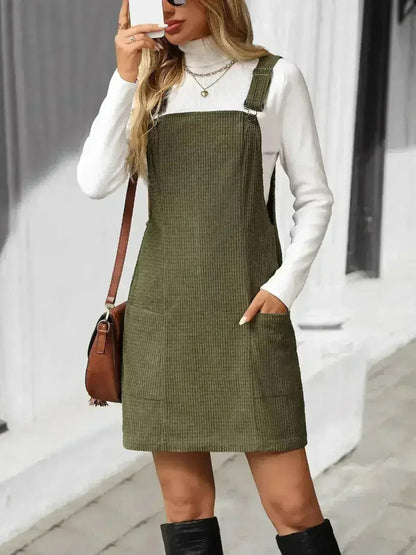 Texture Sleeveless Mini Dress with Pockets