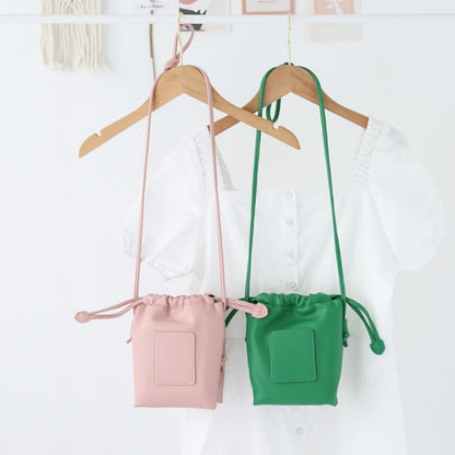 Soft PU Cute Mini Mobile Phone Bag - Fashionable Pleated Shoulder Women&