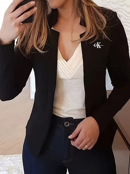 Womens Petite Blazer Cardigan Slim-Fit Long-Sleeve Coat