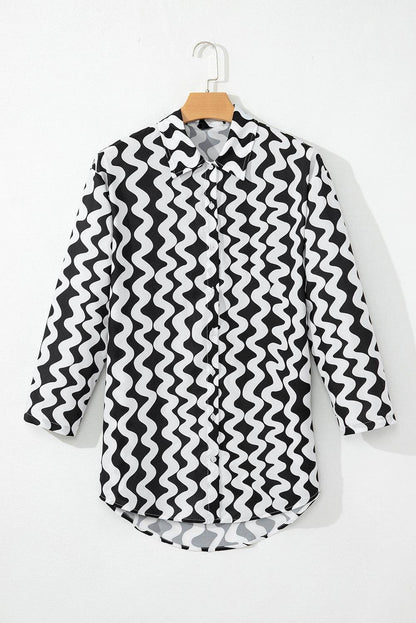 Button Down Contrast Striped Cover-Up