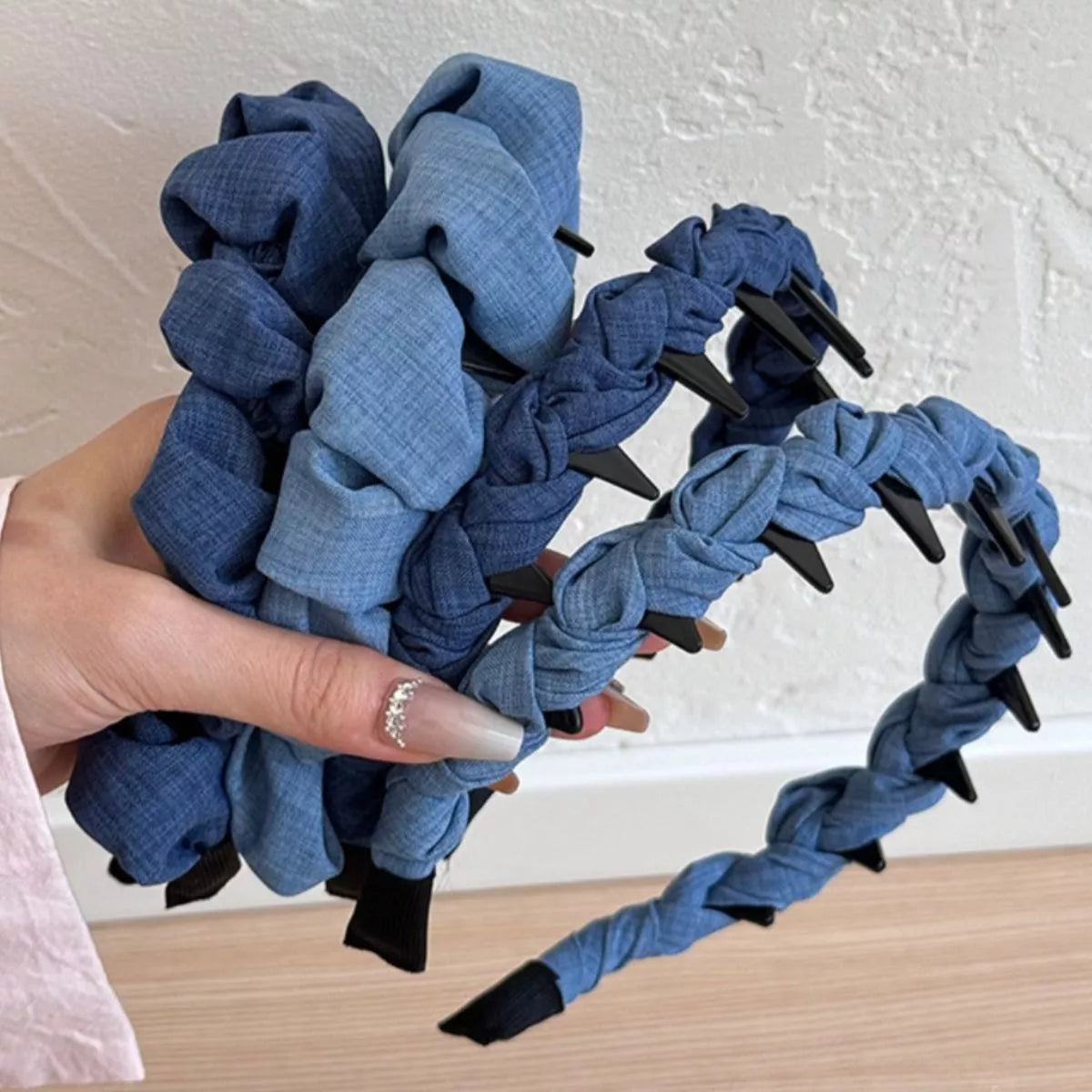 Denim Ruched Hair Headband
