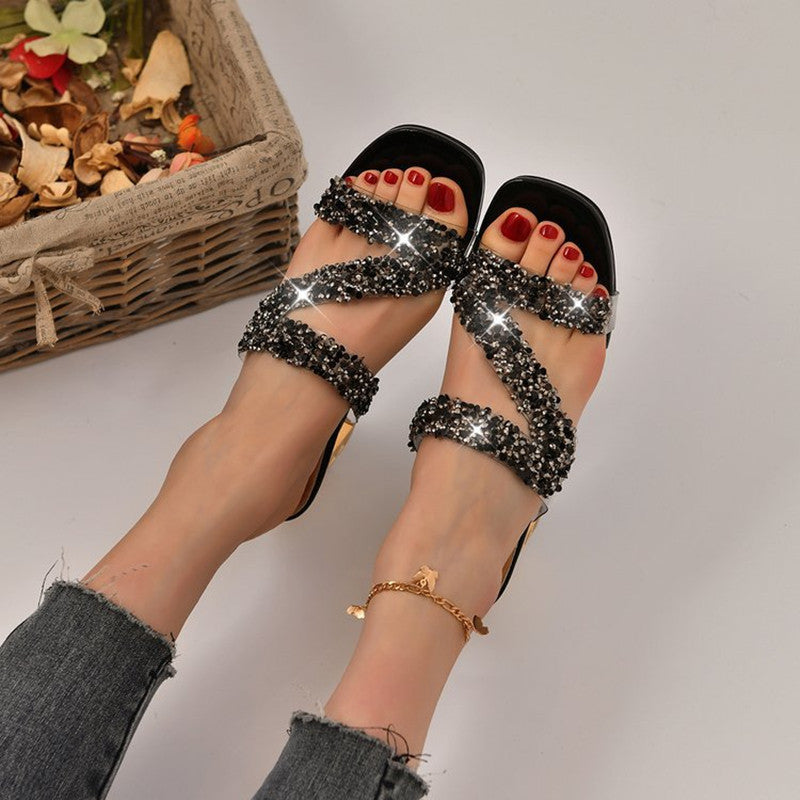 Plus Size High Heel Slippers Women&