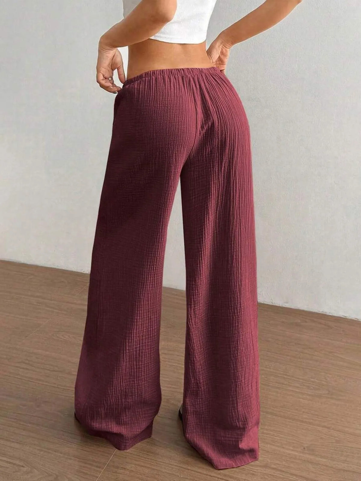 Wide Leg Drawstring Casual Pants