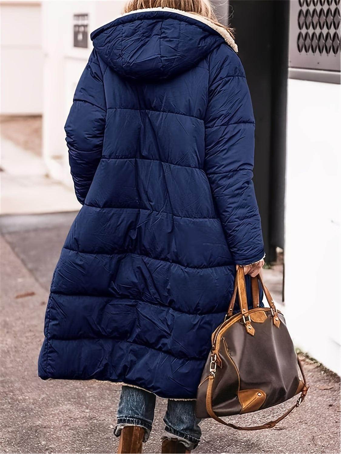 Full Size Zip Up Sherpa Hooded Coat for Women and Plus Size
